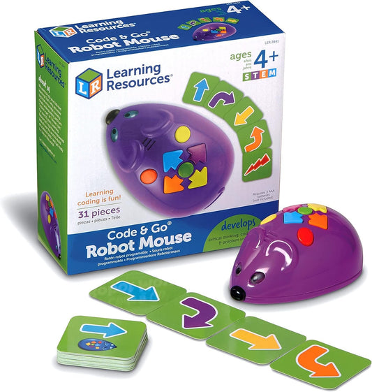Learning Resources Code and Go Robot Mouse, Coding STEM Toy, 31 Piece Coding Set, Screen Free Coding Toys for Kids, Ages 4 and up
