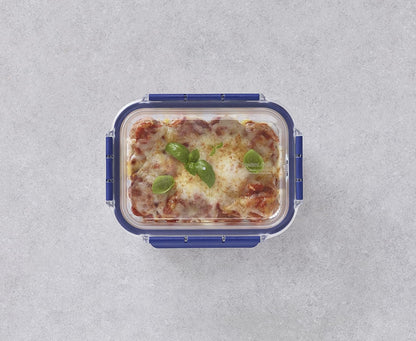 LocknLock Top Class Glass with Tritan Lid Rectangular - 1L | Borosilicate Glass | Airtight & Leak-Proof | Microwave, Oven & Freezer Safe | Heat Resistant up to 400Â°C | Meal Prep & Food Storage
