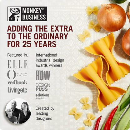 Monkey Business Silicone Kitchen Tools in Gift Box/ 4 Big Pasta Shaped Kitchen Gadgets/Farfalloni Pot Grips, Ravioli Spoon Rest, Conchiglie Lemon Squeezer and Penne Pan Grip/Pasta Grande No. 4