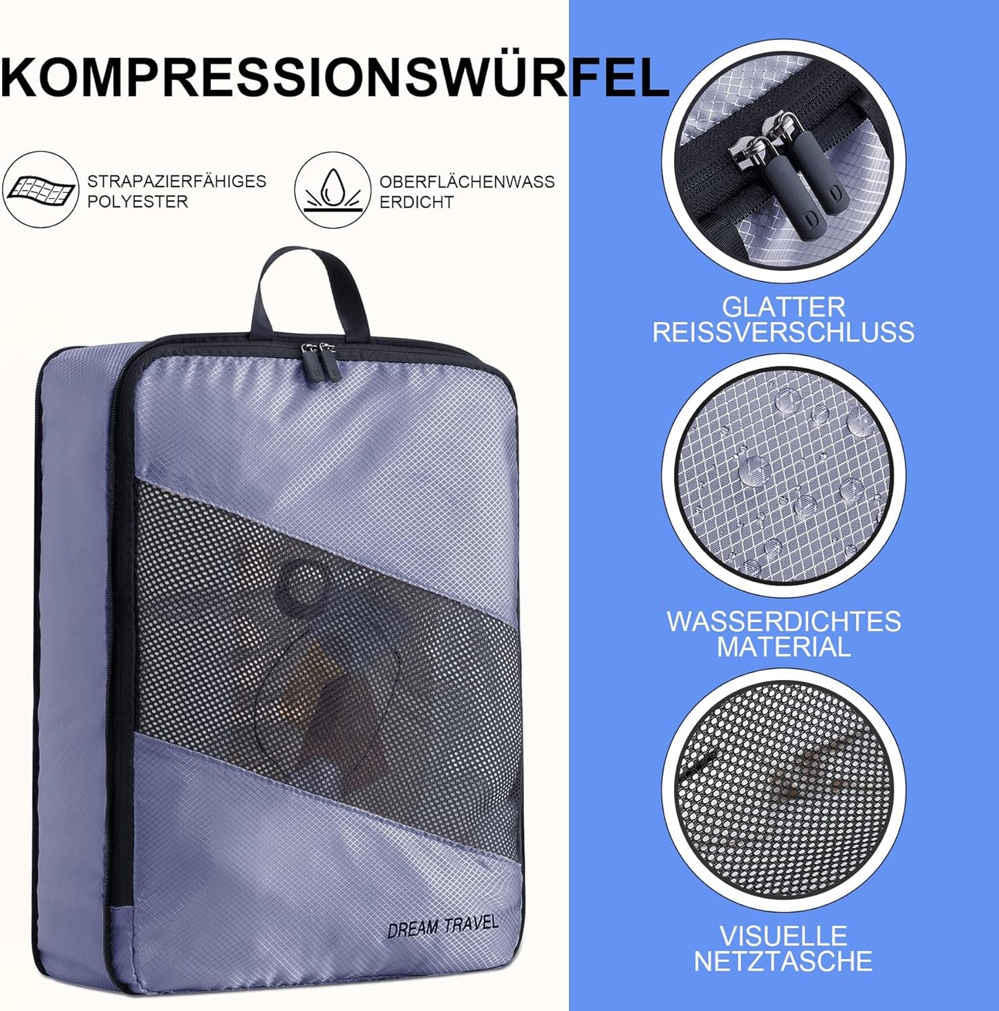 Packing Cubes Compression 6 Pack Compression Backpack Suitcase Organizer Ultralight Expandable Suitcase Organizer Travel Cubes Grey