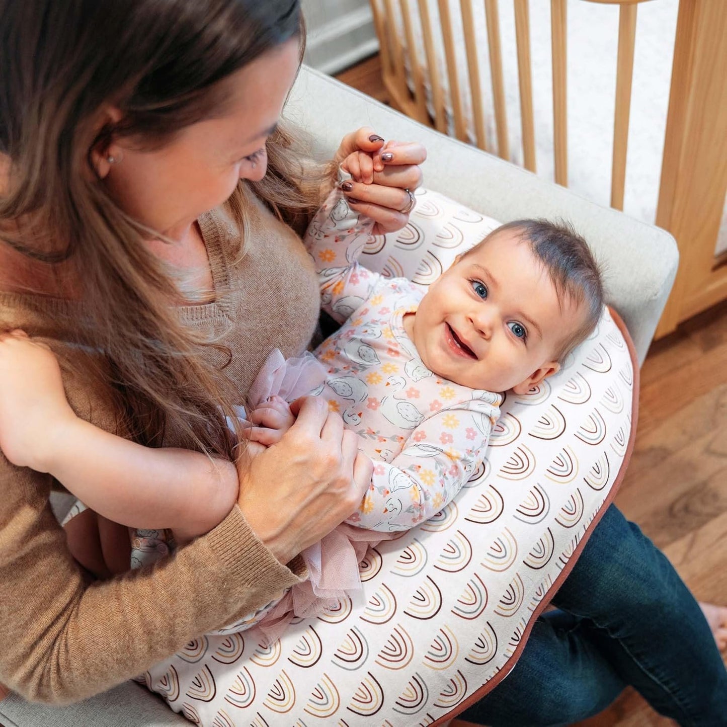 Boppy Organic Original Support Cover, Spice Rainbows, 100% Organic Cotton Jersey Fabric Cover Fits All Boppy Original Nursing Supports for Breastfeeding, Bottle Feeding, and Bonding, Cover Only