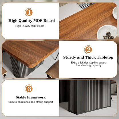 EUNEWR Dining Table, Dining Table, 120 x 80 cm, for 6-10 People, Retro Wood Dining Table for Dining Room, Kitchen, Living Room