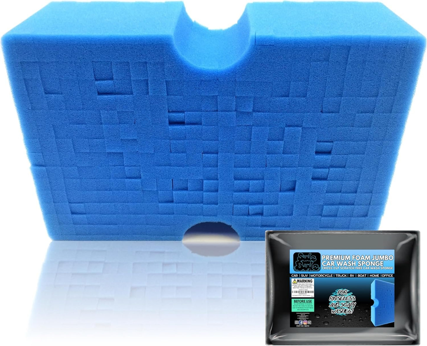 Sudz BudzÂ® Premium Jumbo Foam Grid Car Wash Sponge 1pc | Anti-Marring Sponge for Soap and Rinseless Washing | Cross-Cut, Easy Grip, Large Sponge. Durable, Soft, Scratch-Free Car Cleaning and Detailing