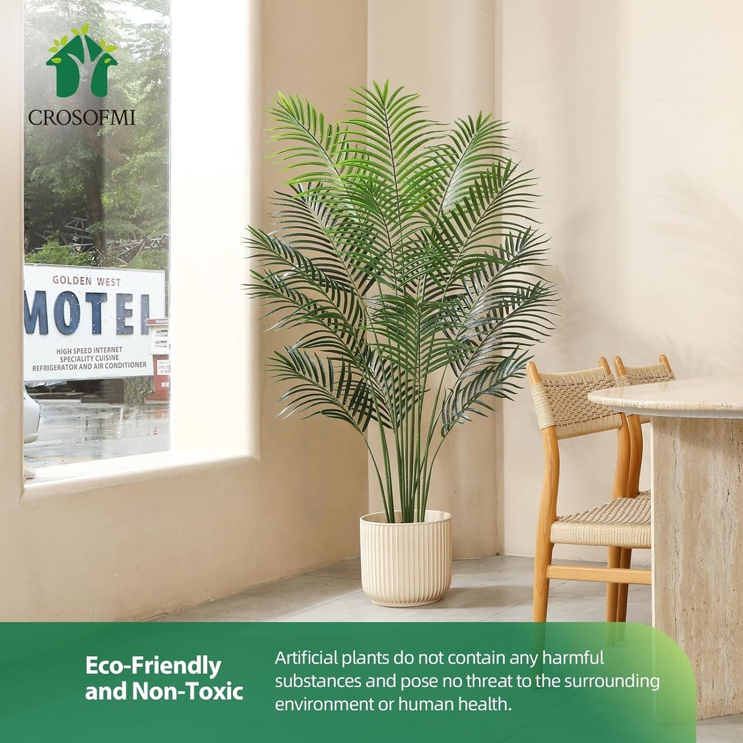 Artificial Areca Palm Plant 5.5Ft Fake Tropical Palm Tree, Perfect Faux Dypsis Lutescens Plants in Pot for Indoor Outdoor House Home Office Garden Modern Decoration Housewarming Gift,1Pcs
