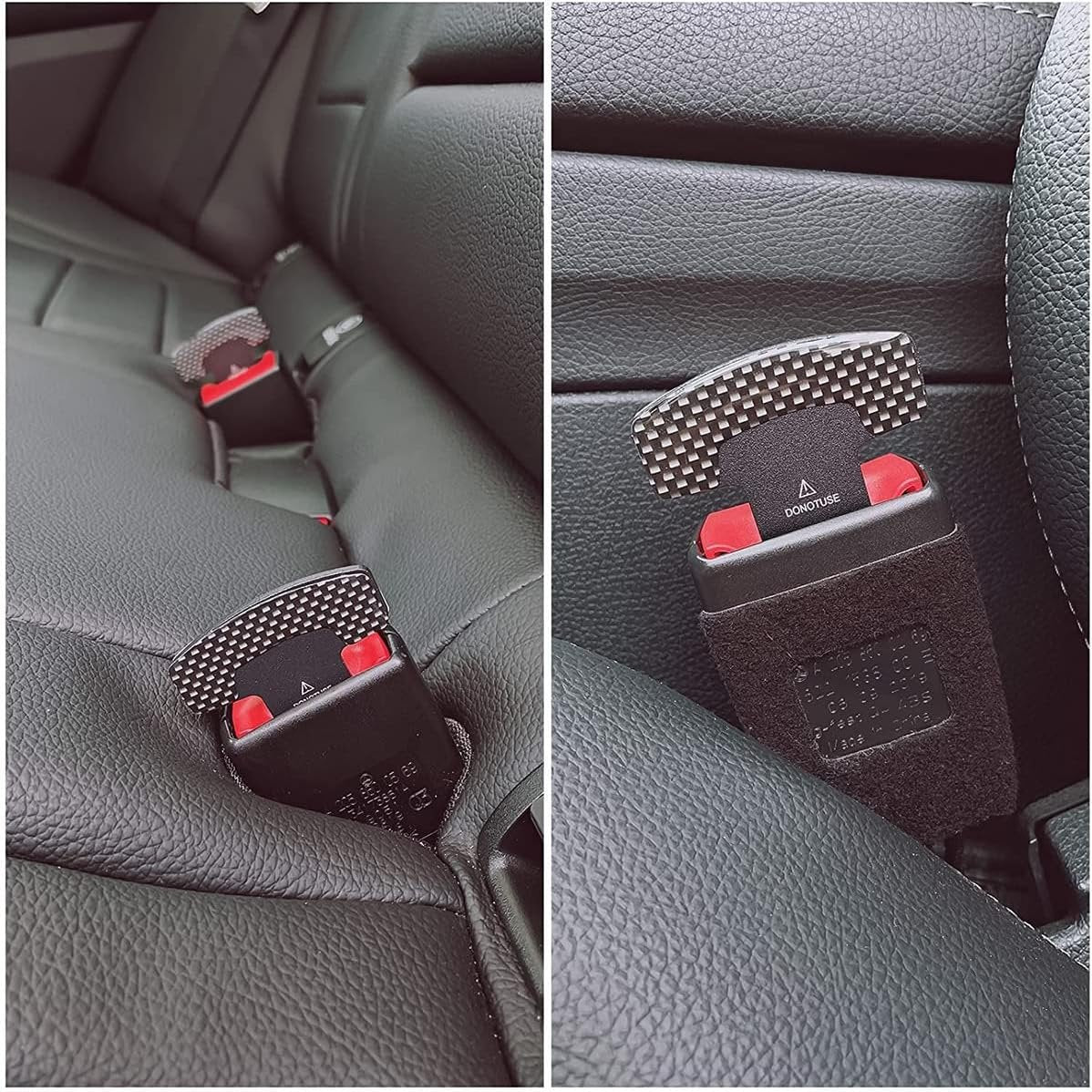 Seat Belt Clip, 2 Pack Metal Car Seat Belt Plugs, Alarm Stoppers for Car Seat Belt Buckles, Universal Auto Metal Car Interior Accessories (Carbon Fiber)