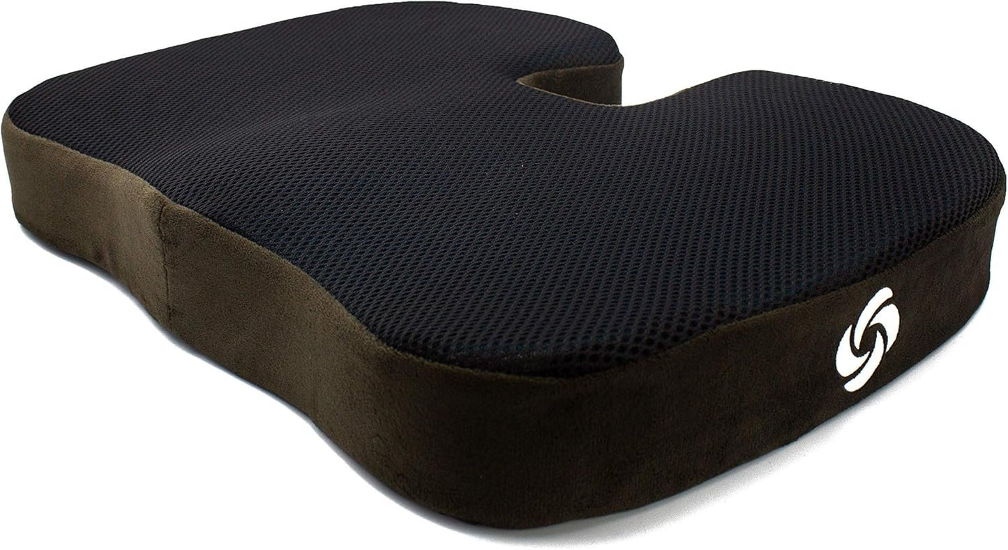 Samsonite Memory Foam Seat Cushion for Car & Office Chair – Tailbone Pain Relief, Cooling Pillow, Ergonomic Posture Corrector, Car Accessories & Home Office Essentials