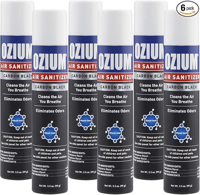Ozium Air Sanitizer 3.5 oz Spray, Carbon Black (6)