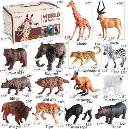 EnAuRoL 31 Pcs Safari Animals Playset with 24 Realistic Plastic Animals Figures, Miniature Animals Toy Suitable for Cake Toppers or Cupcake Toppers, Ideal Gift for Age Kids, Boys & Girls
