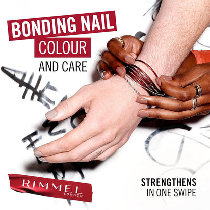 Rimmel Wonder'bond Care+Color Nail Polish, 007 Cappuccino, Regenerates Nails, with Biotin and Vegan Keratin, Modulable, 12 ml