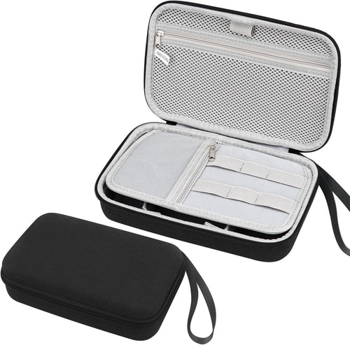 Teskyer Hard Electronic Travel Organizer Case, Waterproof Portable Travel Cable Cord Organizer case Bag Pouch, for USB Flash Drive, Cords, Chargers, Phones, Earphones (Black, Large:9.0*5.7*2.55inch)