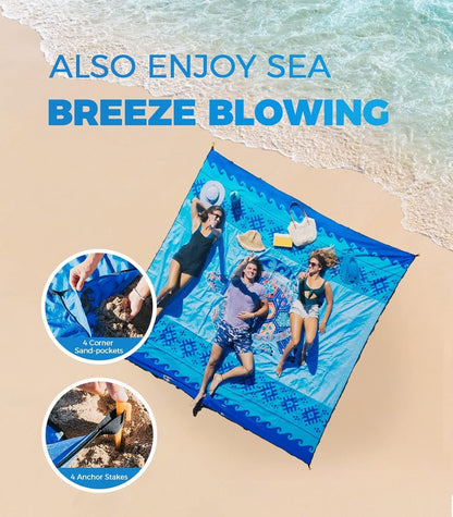 OCOOPA Beach Blanket, Sand Free Mat Quick Drying, Large and Compact, Easy Carring, Perfect for Beach Yoga, Outdoor Music Festival, Travel Camping Gifts, Park Picnic