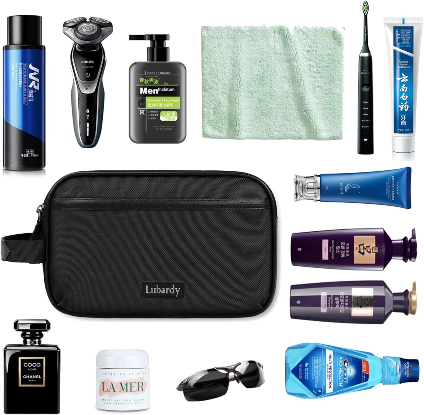 Toiletry Bag for Men and Women Portable Travel Organizer for Toiletry Accessories Lightweight Dopp Kit Water-Resistant Shaving Bag,Medium-Black