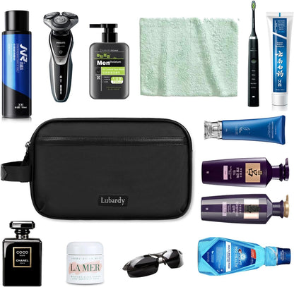 Toiletry Bag for Men and Women Portable Travel Organizer for Toiletry Accessories Lightweight Dopp Kit Water-Resistant Shaving Bag,Medium-Black