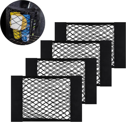 GTLM 4 Pieces 40 x 25 cm Car Storage Network, Extendible Car Storage Pocket for Car Seats, Universal Net Trunk Car Accessories Interior for Car, Truck, SUV (40 x 25 cm)