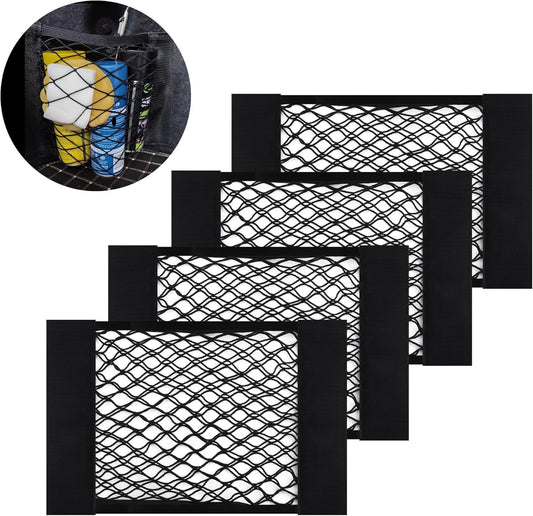 GTLM 4 Pieces 40 x 25 cm Car Storage Network, Extendible Car Storage Pocket for Car Seats, Universal Net Trunk Car Accessories Interior for Car, Truck, SUV (40 x 25 cm)