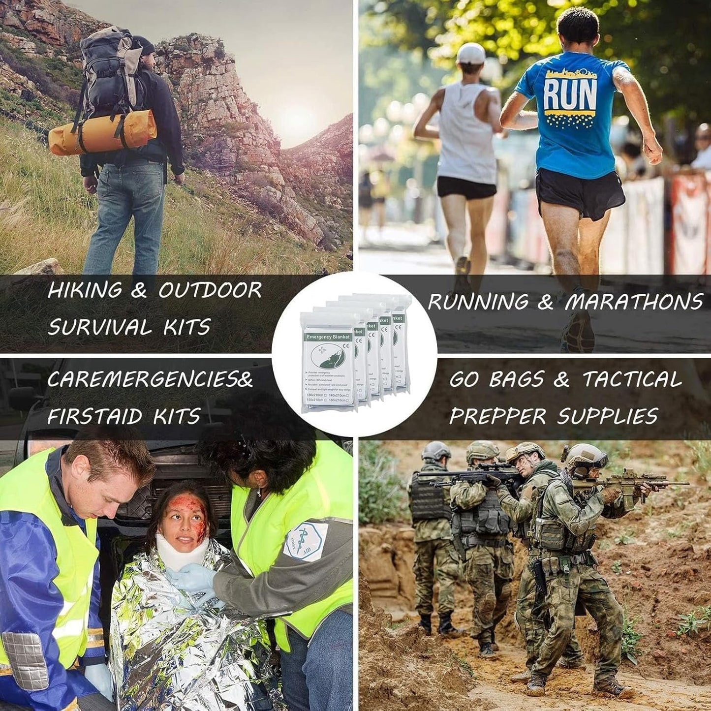 10 PCS Outdoor Emergency Blankets, Survival Reflective Thermal Foil Blanket, Ideal for Outdoors, Hiking, Survival, Escape, Marathon or First Aid(Silver)