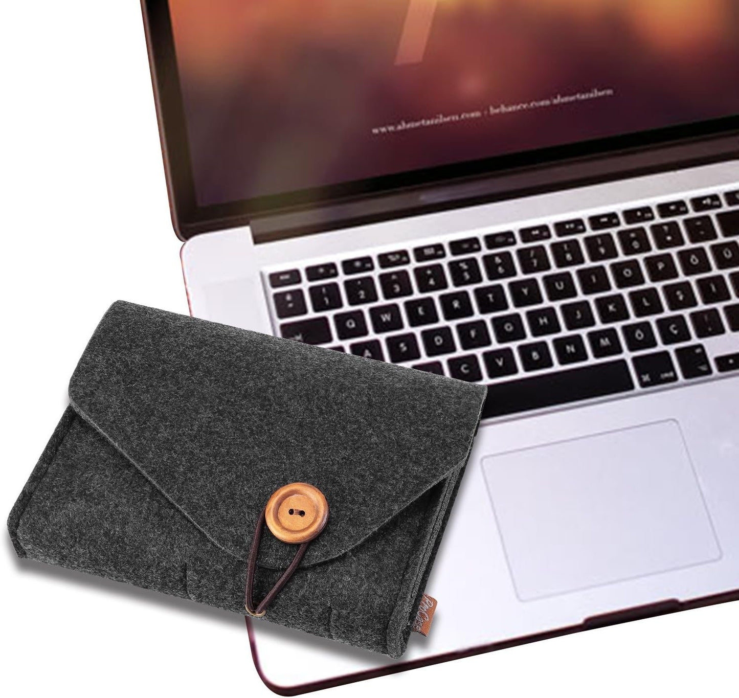 ProCase MacBook Power Adapter Case Storage Bag, Felt Portable Electronics Accessories Organizer Pouch for MacBook Pro Air Laptop Power Supply Magic Mouse Charger Cable Hard Drive Power Bankâ€“Black