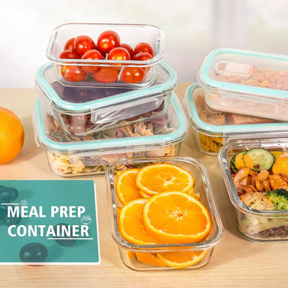 Feshory 5 Pack 1040ml(35oz) Airtight Glass Food Storage Containers with Plastic Lids - Glass Meal Prep Food Containers, Lunch Box for Kitchen Storage & Organisation