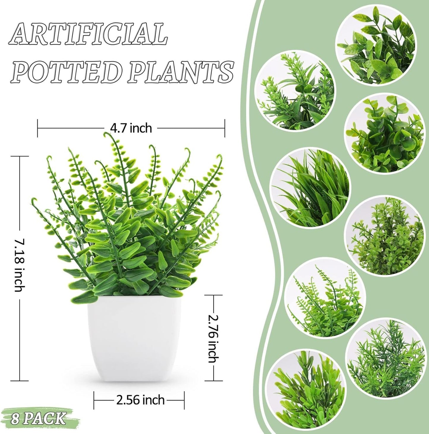 Der Rose 8 Packs Fake Plants Small Artificial Faux Plants for Home Office Desk Accessories Farmhouse Bathroom Bedroom Decor Indoor