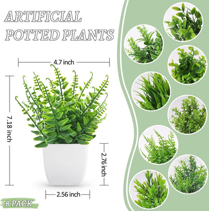 Der Rose 8 Packs Fake Plants Small Artificial Faux Plants for Home Office Desk Accessories Farmhouse Bathroom Bedroom Decor Indoor