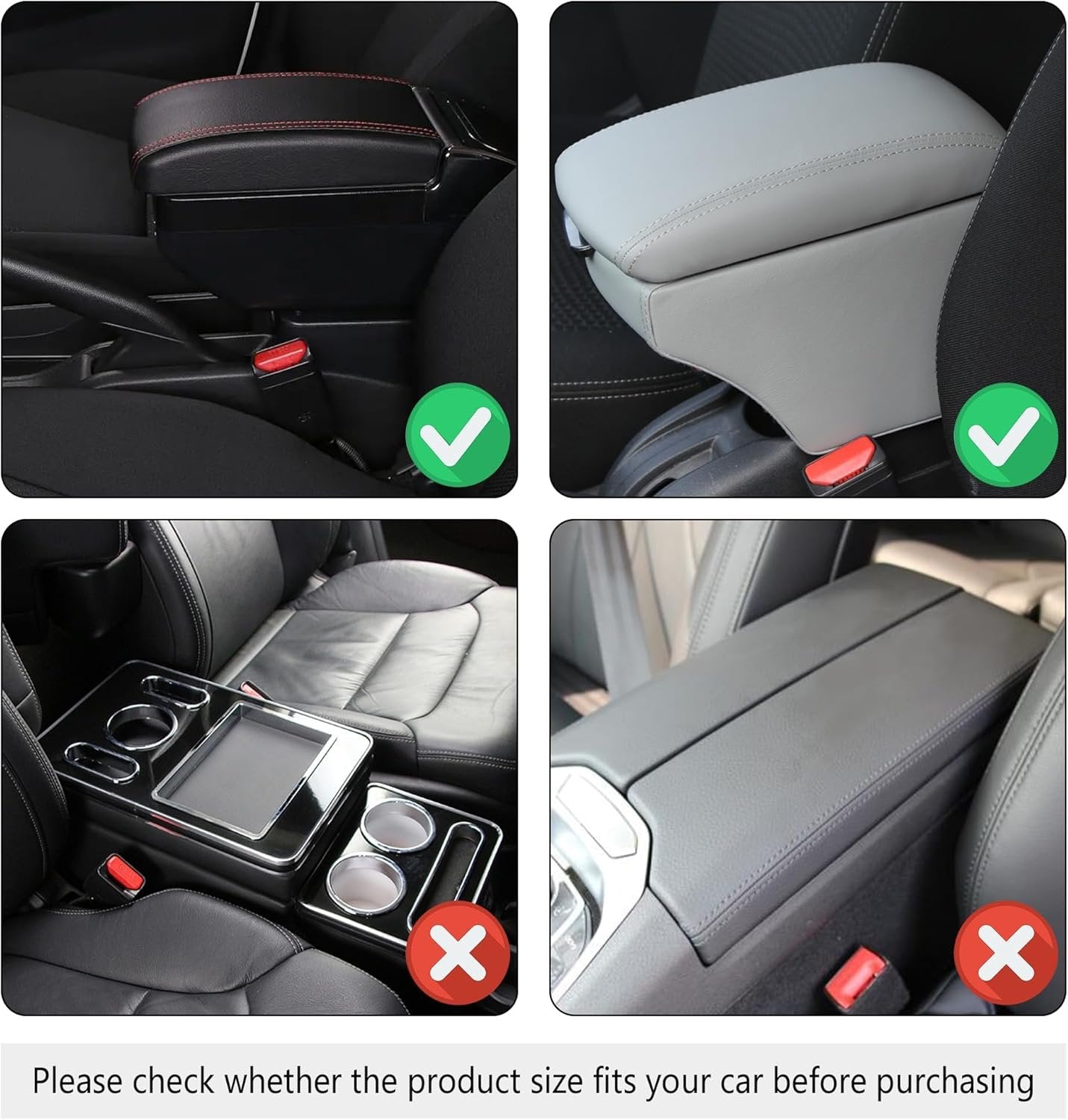 Upgraded Car Armrest Cover, Microfiber Leather Arm Rest for Car Cushion with 2 Pocket Car Organizer, Universal Car Interior Accessories for Cars SUV Trucks (Black)