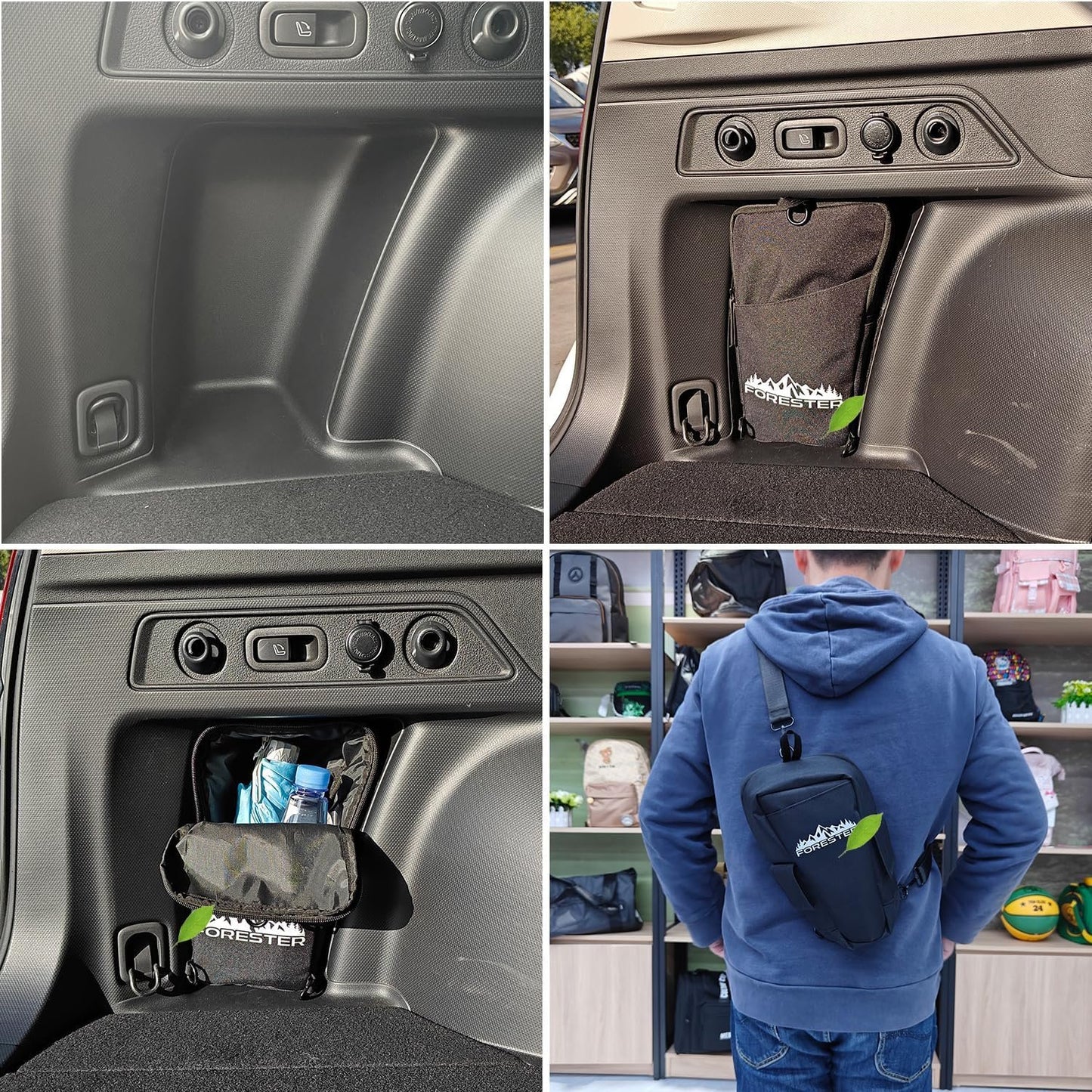 Trunk Upgrade, Trunk Organizer Pocket Multifunction Backpack, Trunk Cubby Storage bag, Cargo side pocket For Subaru Forester SK 2024 2023 2022 2021 2020 2019,Only For Driver's Side, Black, 1 pc