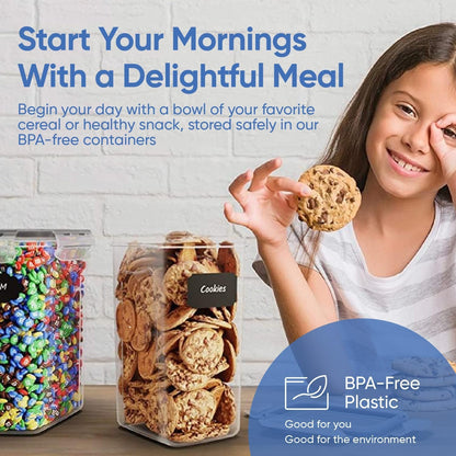 Chef's Path Airtight Food Storage Containers Set - 12 PC/Small Size - 2L- Kitchen Pantry Organization - BPA-Free Plastic Canisters - Includes Labels - Marker and Spoon Set