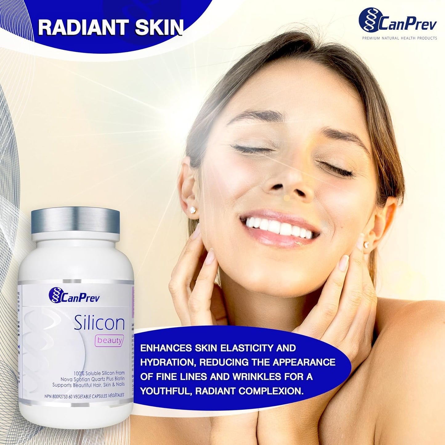 CanPrev - Silicon Beauty, 60 v-caps - Helps to Maintain Healthy Hair, Nail, Mucous Membranes and Skin - Helps to Prevent Biotin Deficiency
