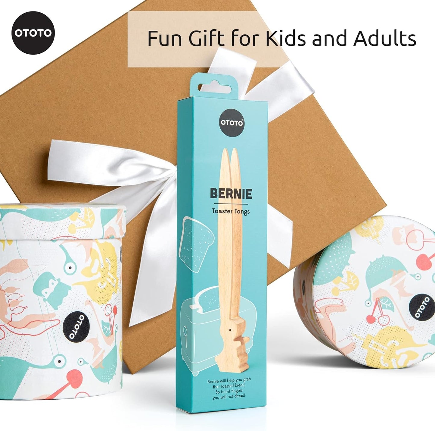 OTOTO Bernie Bunny Toaster Tongs, Toaster Tongs, Multi-Purpose Wooden Tongs for Appetizers, Wooden Utensils and Cute Kitchen Gadgets