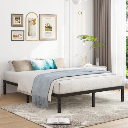 Cieemine 12 Inch Queen Size Metal Bed Frame, Heavy Duty Steel Slat Mattress Foundation,No Box Spring Needed, Easy Assembly, Noise-Free,Black