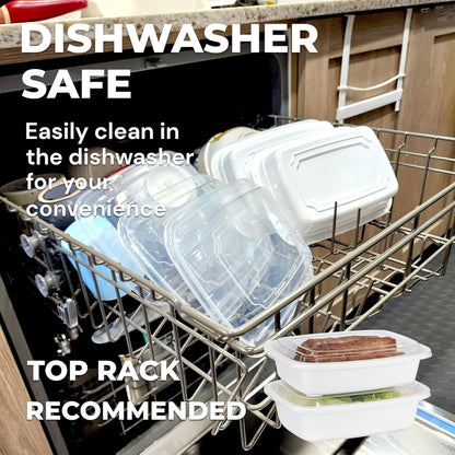 Golden Hub Meal Prep Containers with Lids 12-32oz BPA Free Plastic Food Storage Reusable Stackable Leak Proof Microwave Dishwasher Safe for Lunch Home Office White (32oz 50pc)