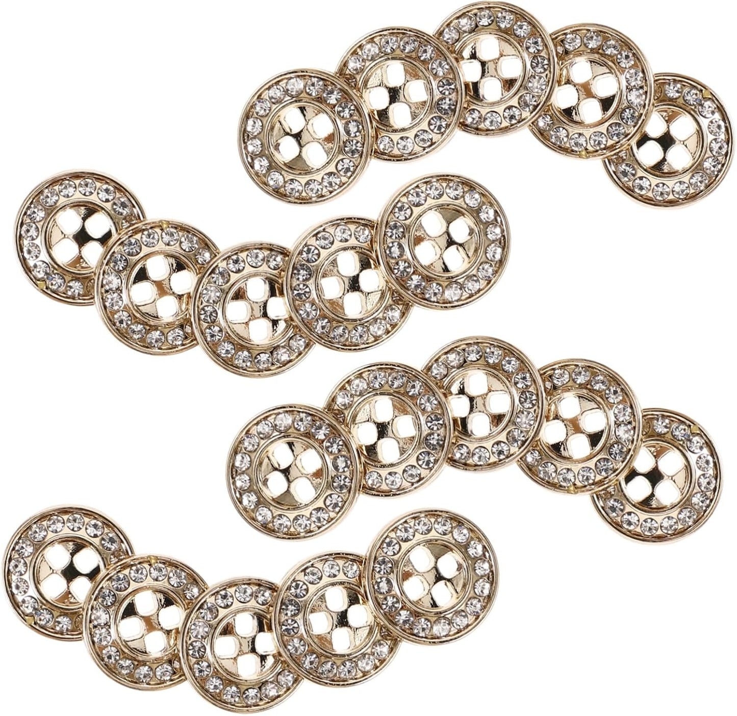 Veemoon 20Pcs Sparkly Rhinestone Metal Buttons Elegant Bling Coat Buttons for DIY Crafts and Sewing Gold Decorative Button Pins for Clothing and Accessories