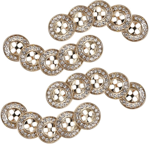 Veemoon 20Pcs Sparkly Rhinestone Metal Buttons Elegant Bling Coat Buttons for DIY Crafts and Sewing Gold Decorative Button Pins for Clothing and Accessories