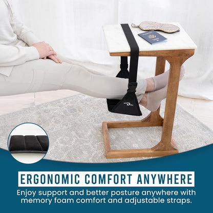 Airplane Foot Hammock | Foot Hammock for Plane Travel | Portable Foot Rest for Air Travel | Feet Rest for Airplane | Ergonomic Swing for Plane Leg Rest with Removeable Base | Travel Essentials