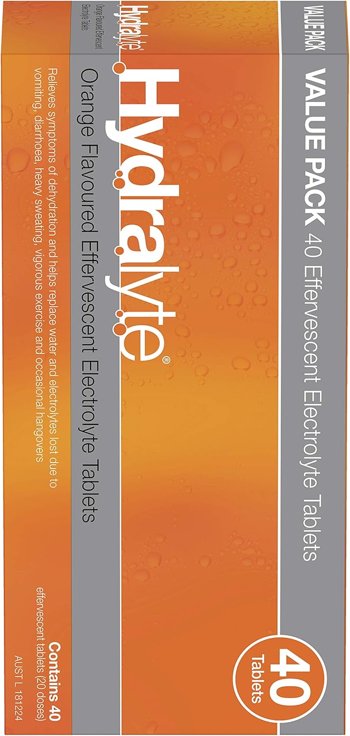Hydralyte Effervescent Electrolyte Tablets Orange Flavoured 40 Tablets