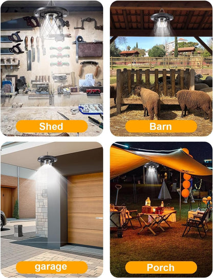 Solar Pendant Lights Outdoor,Motion Sensor Lights, IP65 Waterproof, Switchable 5 Lighting Modes. Remote Control and Solar-Powered ，Suitable for porches, Gardens,garages, and Emergency Lighting