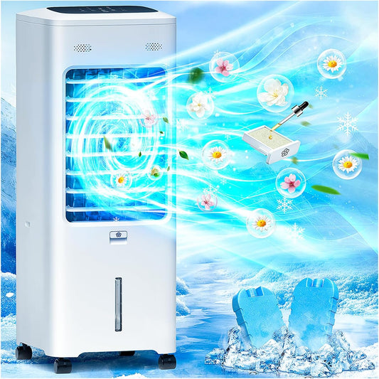 30IN Windowless Portable Air Conditioners, Evaporative Air Cooler with Aroma Box, 3IN1 Ductless&Ventless Indoor Swamp Cooler for Room, 3 Modes&3 Speeds, 1.65Gal Tank, Remote, No Hose No Windows Needed