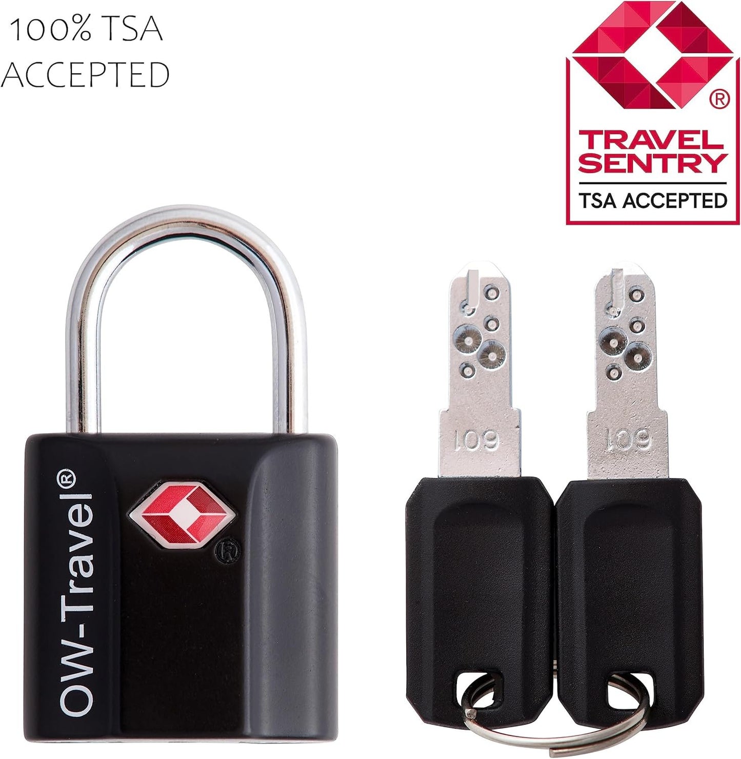 OW-Travel Lock with Key Suitcase Lock Padlock Luggage Lock Security Lock Key Lock Theft Secure Lock TSA Lock for Travel Suitcase Locker Backpack Luggage: 1 Black
