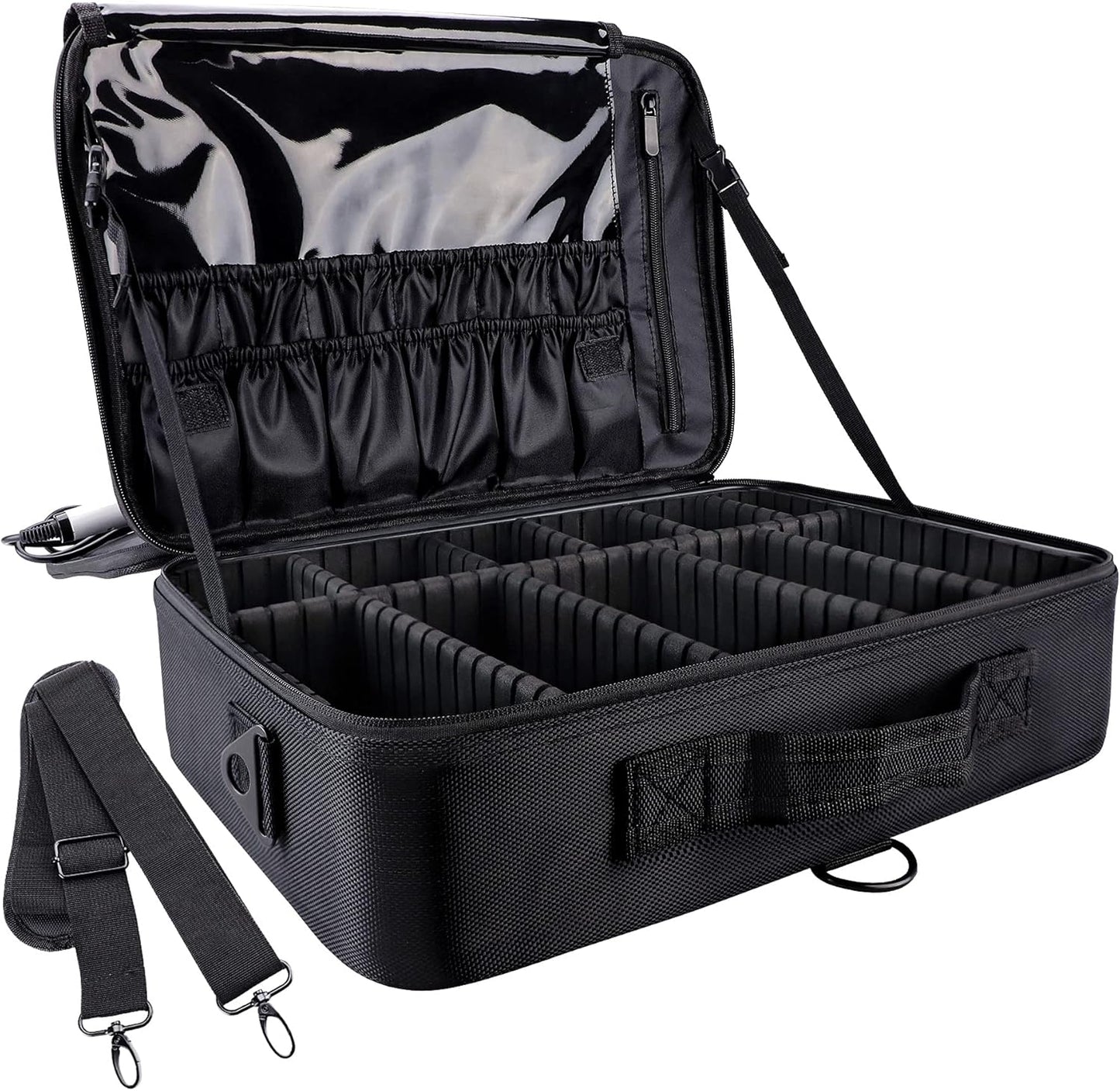 GZCZ 3 Layers Large Capacity Travel Professional Makeup Train Case Cosmetic Brush Organizer Portable Artist Storage bag 16.5 inches with Adjustable Dividers and shoulder strap for Make up Accessories