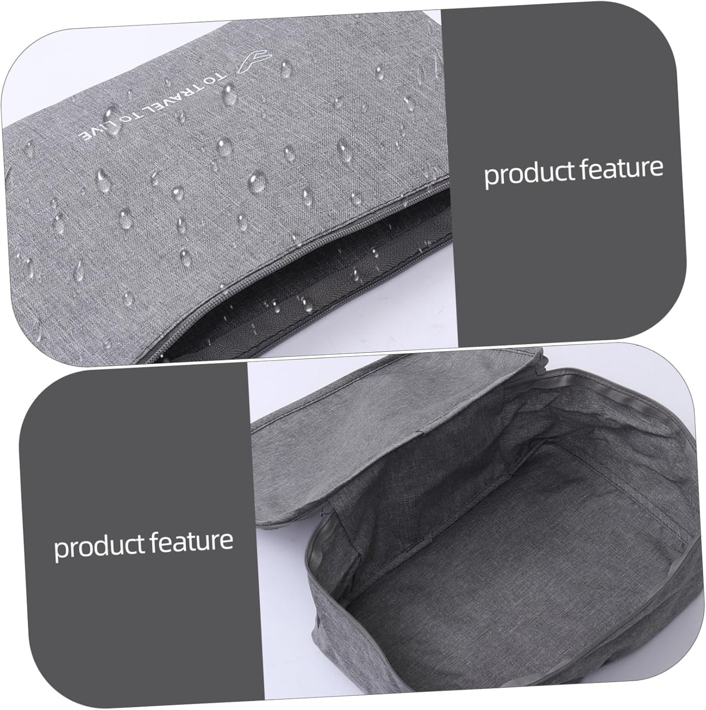 Holibanna 7Pcs Travel Packing Cubes Zipper Clothing Storage Pouches for Luggage Organization Travel Accessories for Clothes Shoes and Makeup Grey