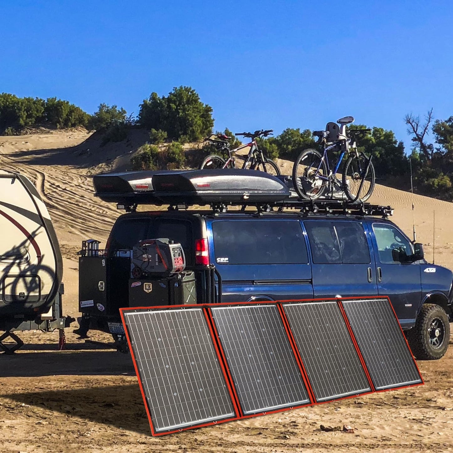 DOKIO 220W 18V High-Efficiency Monocrystalline Foldable Solar Panel Kit with Integrated Charge Controller High Conversion Efficiency for Solar Generator Camping Balcony RVs Off-Grid