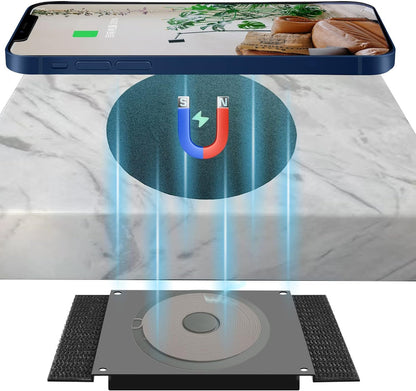 UUMAO Magnetic Invisible Wireless Charger 8-30MM, Under Desk QI 15W Furniture Wireless Charging Pad for Magsafe iPhone 13/12 (with PD Adapter) (8-30MM Magsafe Desk Sticker Coil Included)