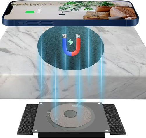 UUMAO Magnetic Invisible Wireless Charger 8-30MM, Under Desk QI 15W Furniture Wireless Charging Pad for Magsafe iPhone 13/12 (with PD Adapter) (8-30MM Magsafe Desk Sticker Coil Included)