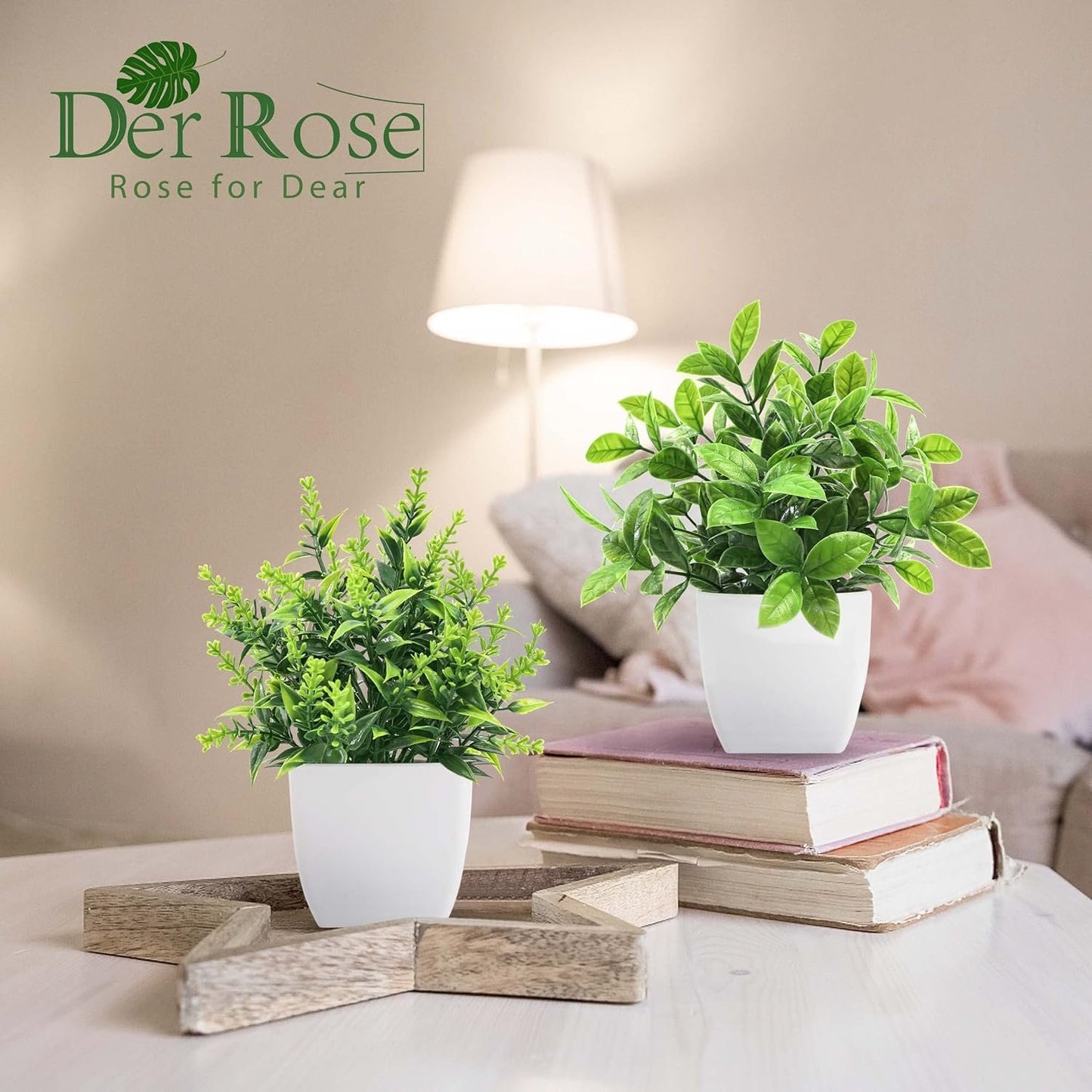 Der Rose 8 Packs Fake Plants Small Artificial Faux Plants for Home Office Desk Accessories Farmhouse Bathroom Bedroom Decor Indoor