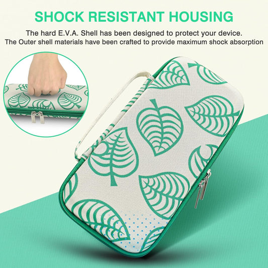 DLseego Animal Crossing Switch/Switch OLED Carrying Case Protective Hard Shell 10 Game Card Slots Slim Travel Storage Bag Switch/Switch OLED Accessories with 4PCS New Leaf Thumb Grips Caps