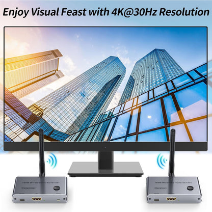 4K Wireless HDMI Transmitter and Receiver, 100m/328FT 5G Wrieless HDMI Extender Kit for Streaming Video and Audio to Monitor from Laptop/PC/TV