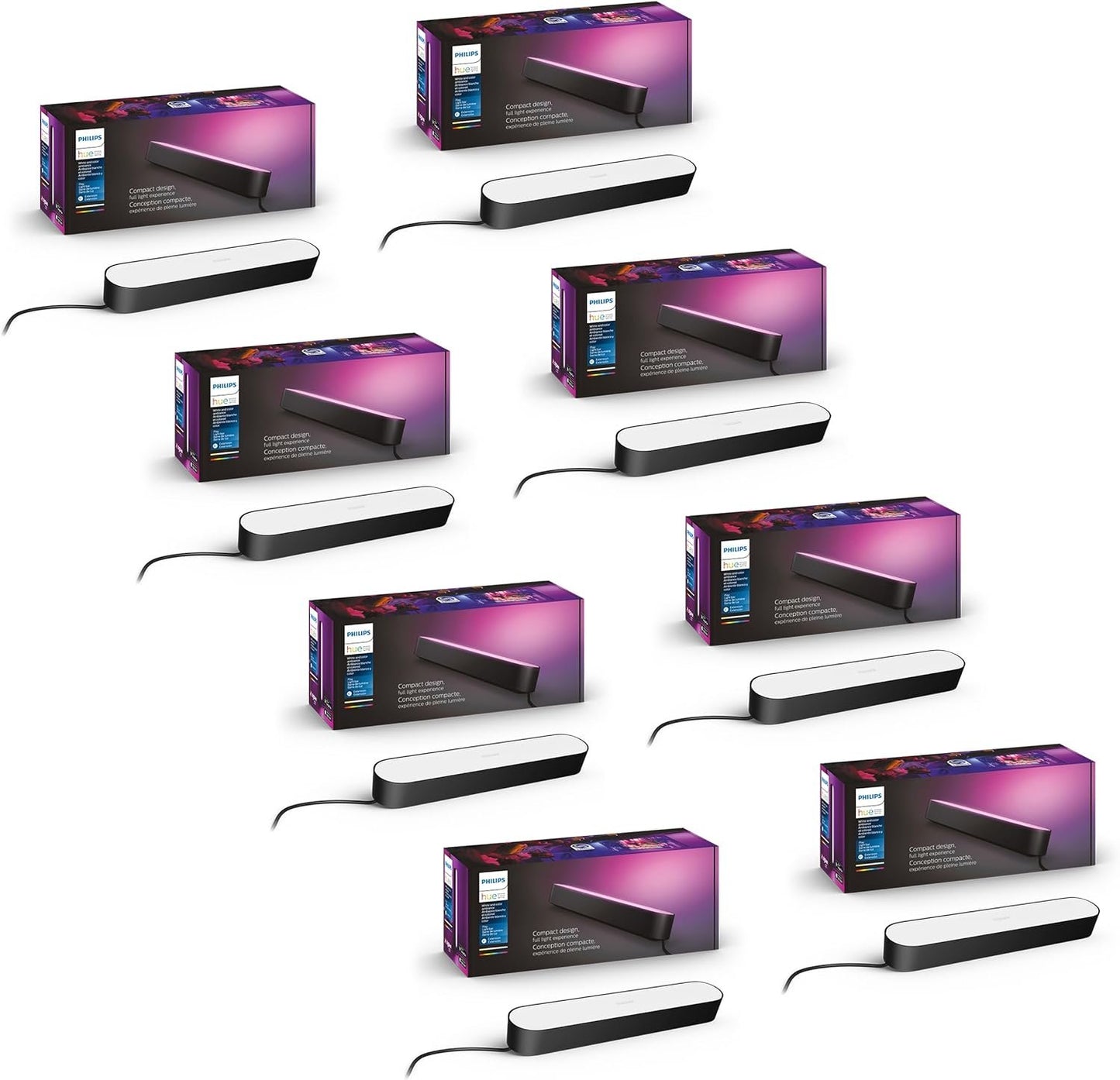 Philips Hue Play White & Color Smart Light Extension, Hub Required/NO Power Supply Included (Smart Lighting Compatibility with Amazon Alexa, Apple Homekit & Google Home), Black - 8 Pack