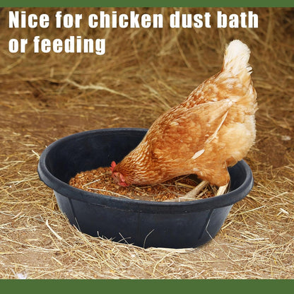 Sadnyy 5 Pcs Rubber Feeder Pan 8 Quart Livestock Feed Pan Rubber Feeder Tubs for Horses Large Utility Horse Feed Bucket Dog Bowl for Goats Pig Chicken Dust Bath Animal Feeding, 14.5 x 4.5 Inches