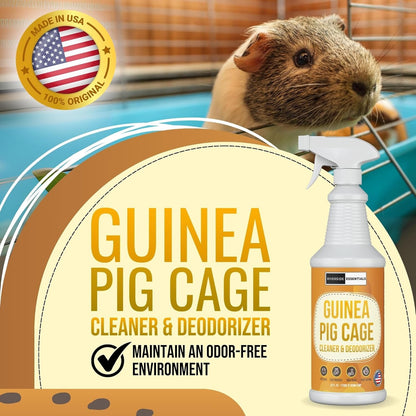 Riverside Essentials 32oz Guinea Pig Cage Cleaner & Deodorizer Spray - Safe & Effective Odor Eliminator for Small Animal Cages - Non-Toxic & Pet Safe Friendly Formula - Made in the USA