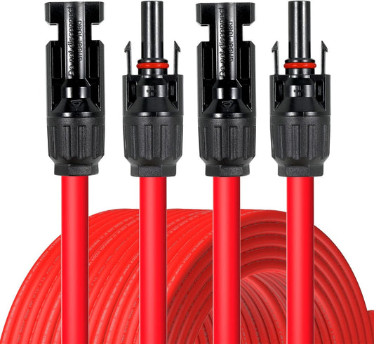 10AWG Solar Extension Cable, 100 Feet 10 Gauge Wire With Connectors and Adapter Tool Kit (Red)